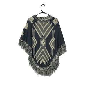 Bo Da Fa boho western fringe one size shawl poncho
